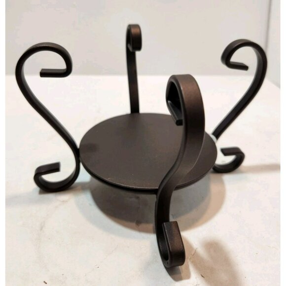 Yankee Candle Iron Table Top Jar Holder 1324133 Scroll Pattern Brown NEW - Picture 5 of 8